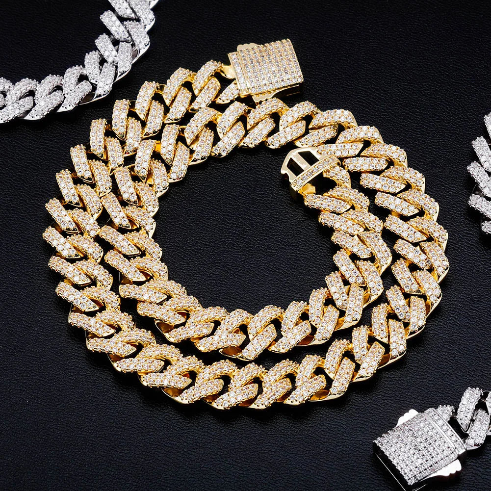 Iced Out Geometric Link Chain Necklace – Unisex Hip Hop Jewelry