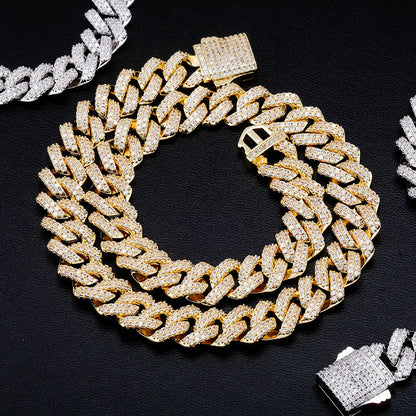Iced Out Geometric Link Chain Necklace – Unisex Hip Hop Jewelry