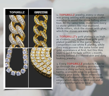 Iced Out Geometric Link Chain Necklace – Unisex Hip Hop Jewelry