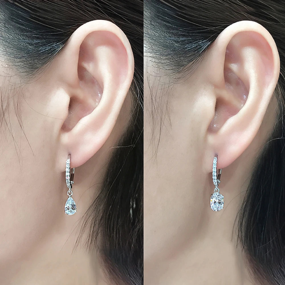 Pear CZ Drop Earrings