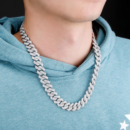 Iced Out Geometric Link Chain Necklace – Unisex Hip Hop Jewelry