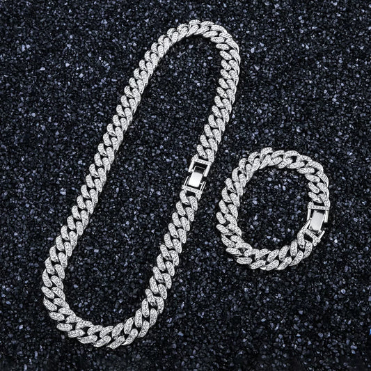 European Rhinestone Buckle Cuban Link Chain