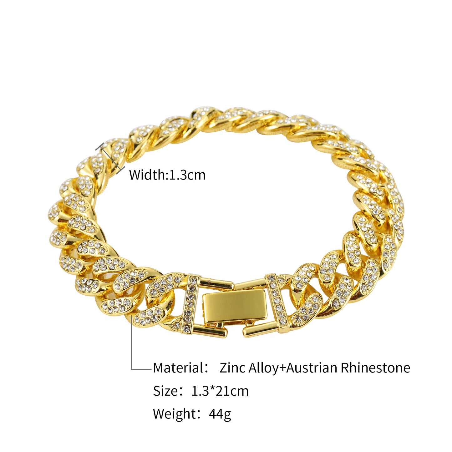 European Rhinestone Buckle Cuban Link Chain