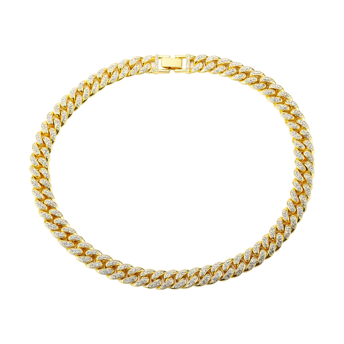 European Rhinestone Buckle Cuban Link Chain