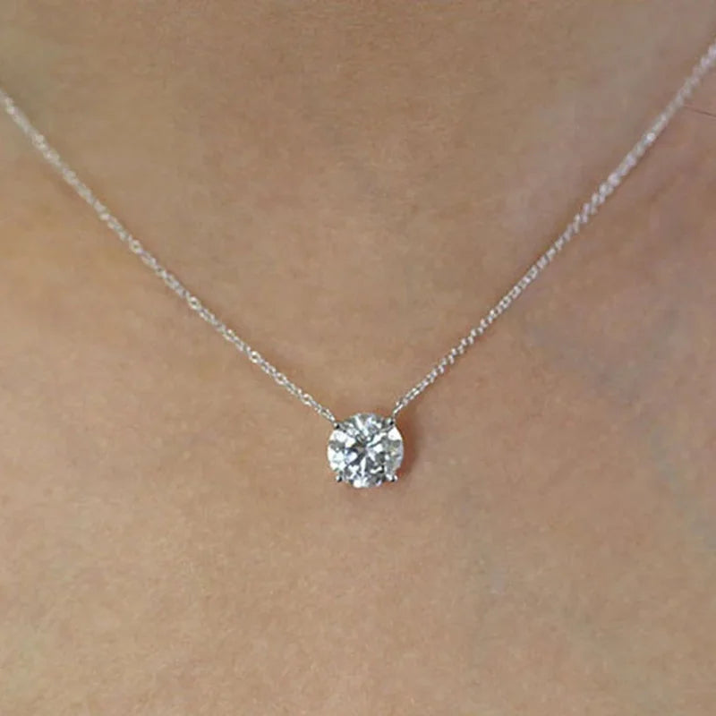 1CT/2CT/3CT Moissanite Pendant Necklace for Women - 925 Sterling Silver Chains