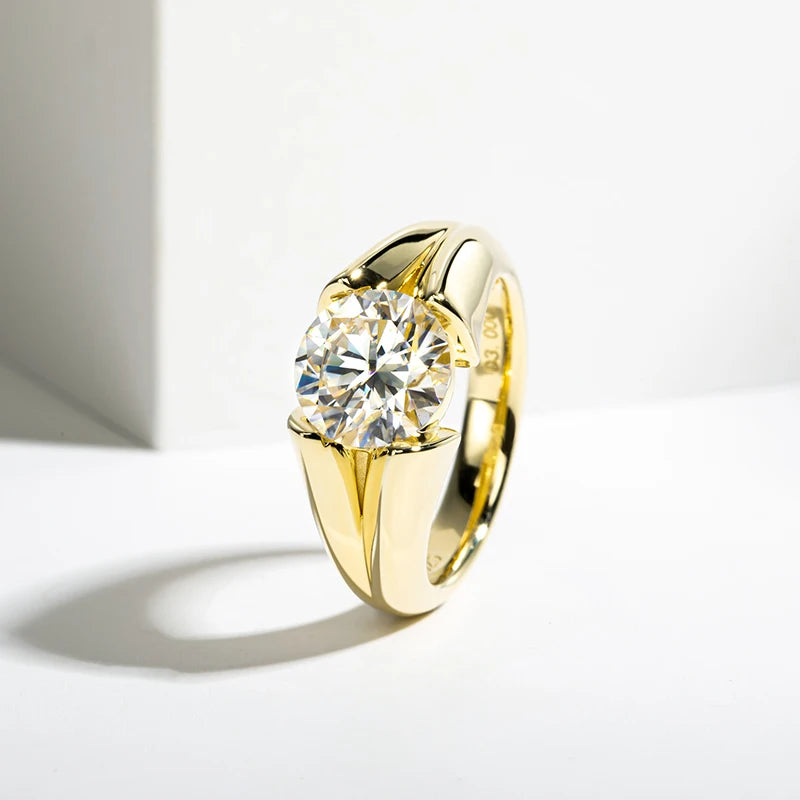 3 Carat Yellow Moissanite Ring: Sterling Silver Wedding Bands