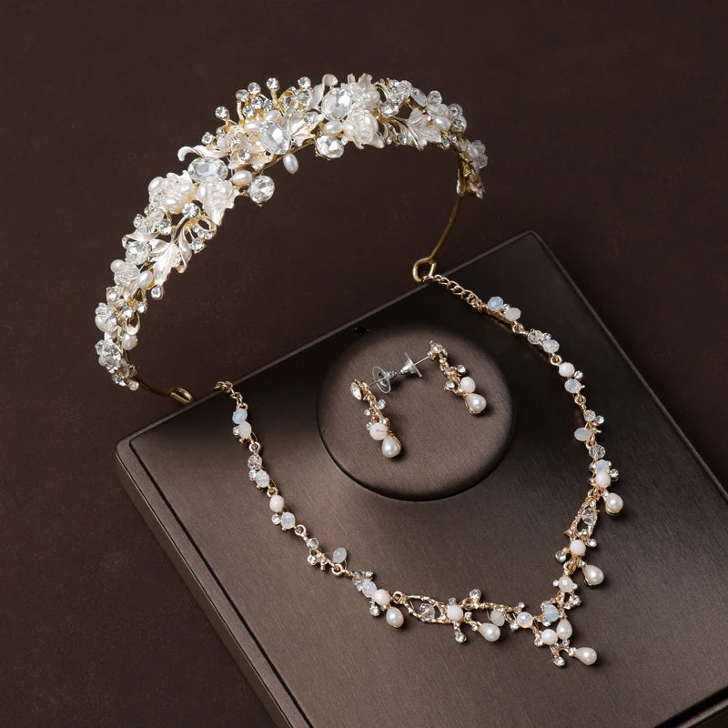 Silver-Tone Crystal Water-Drop Jewelry Set