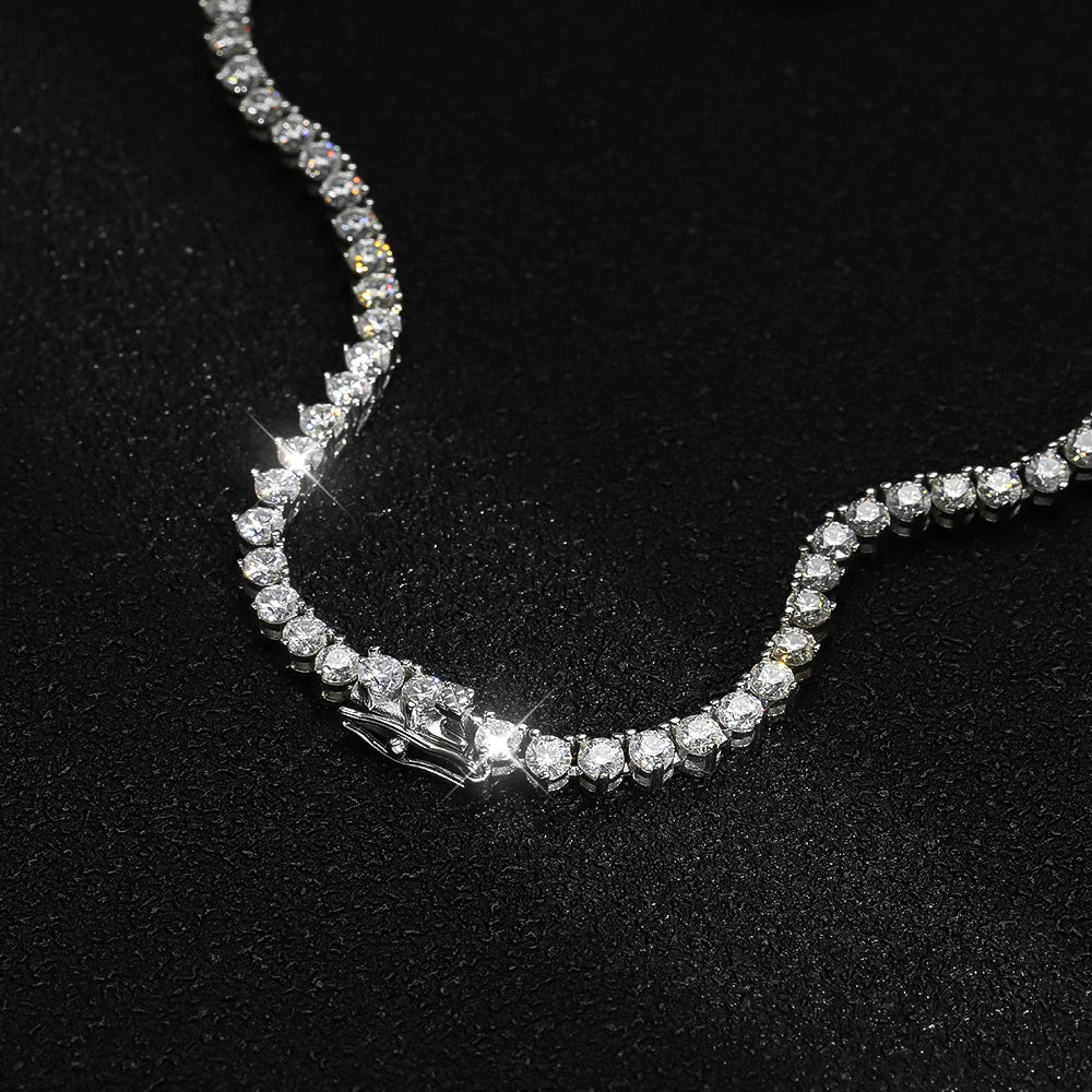 Moissanite Tennis Necklace – with D Color Moissanite Diamonds