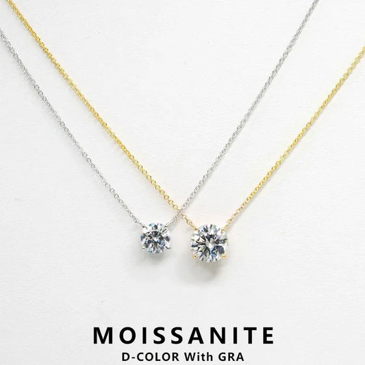 1CT/2CT/3CT Moissanite Pendant Necklace for Women - 925 Sterling Silver Chains