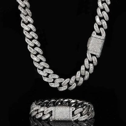 15mm Iced-Out Zircon Cuban Link Chain
