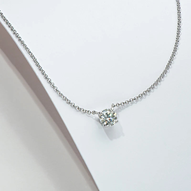 1CT/2CT/3CT Moissanite Pendant Necklace for Women - 925 Sterling Silver Chains