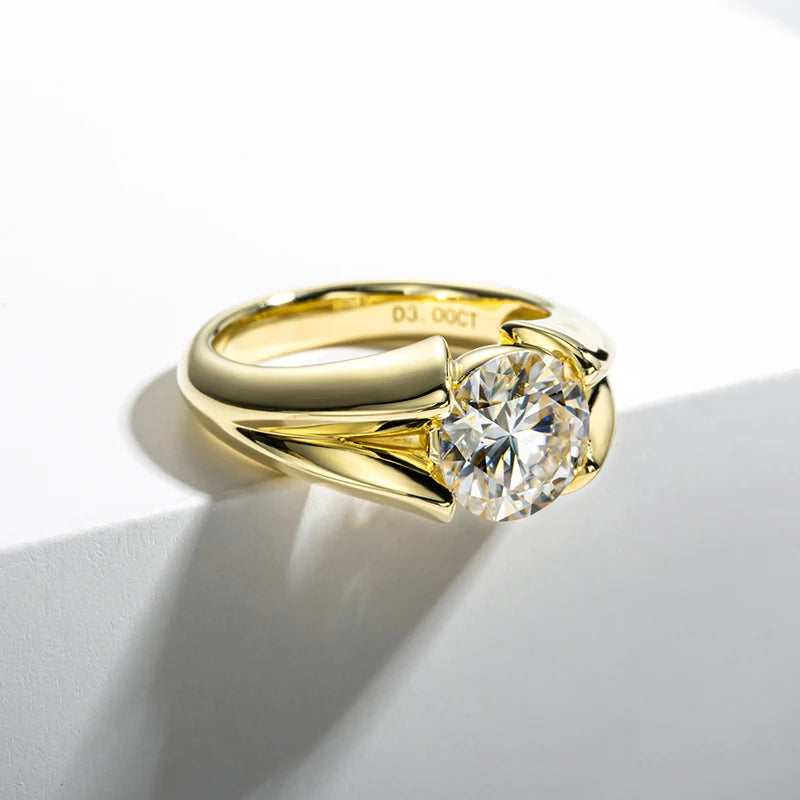 3 Carat Yellow Moissanite Ring: Sterling Silver Wedding Bands