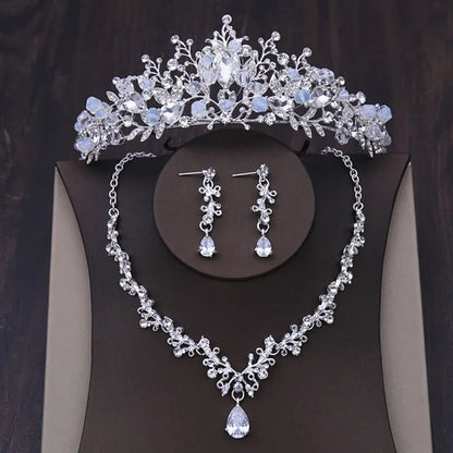 Silver-Tone Crystal Water-Drop Jewelry Set