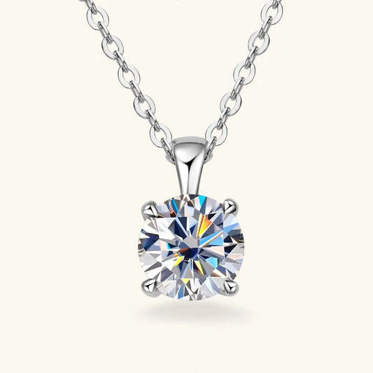 Carat D Moissanite Solitaire Pendant Necklace 6.5mm 1.0