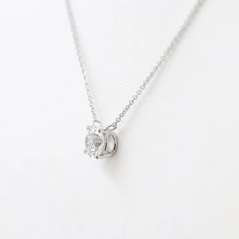 1CT/2CT/3CT Moissanite Pendant Necklace for Women - 925 Sterling Silver Chains