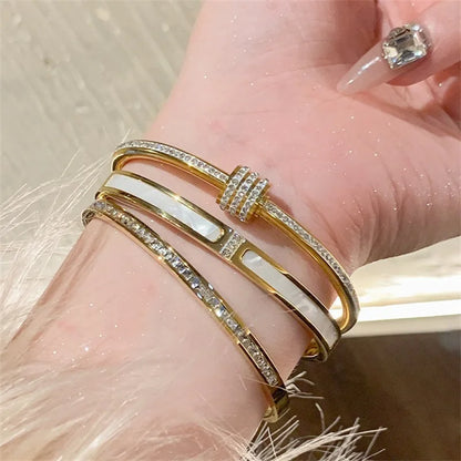 Sleek Titanium Steel Bangle Bracelet for Women