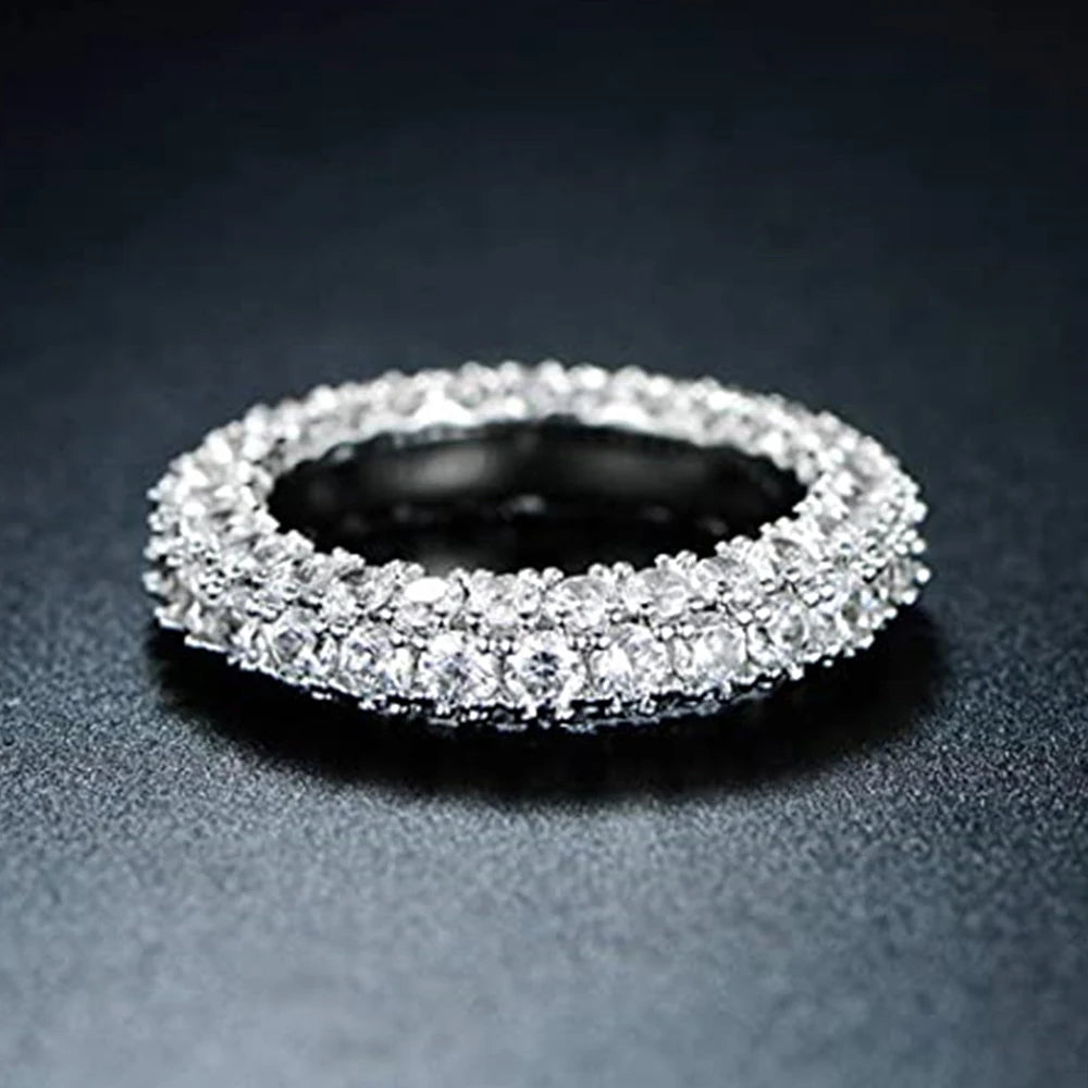 Luxury Micro Paved Cubic Zirconia Promise Wedding Ring