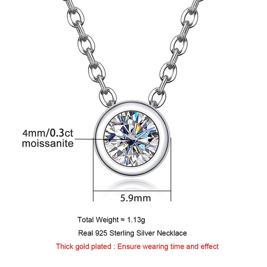 D-Color Moissanite Pendant Necklace in 18K Gold Plated 925 Sterling Silver