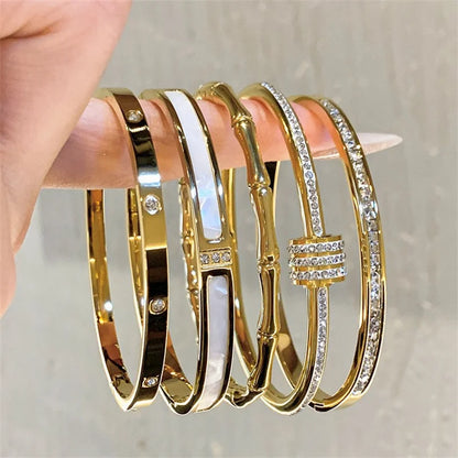 Sleek Titanium Steel Bangle Bracelet for Women