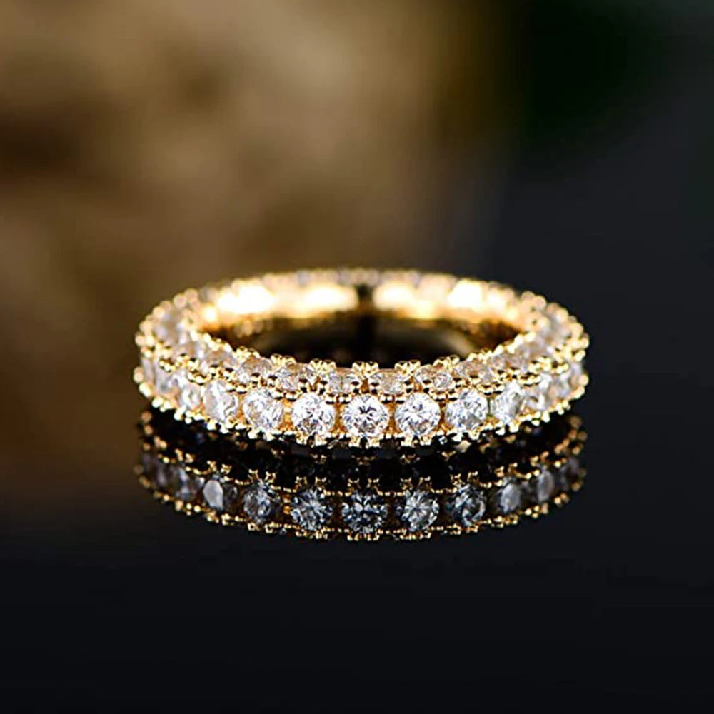 Luxury Micro Paved Cubic Zirconia Promise Wedding Ring