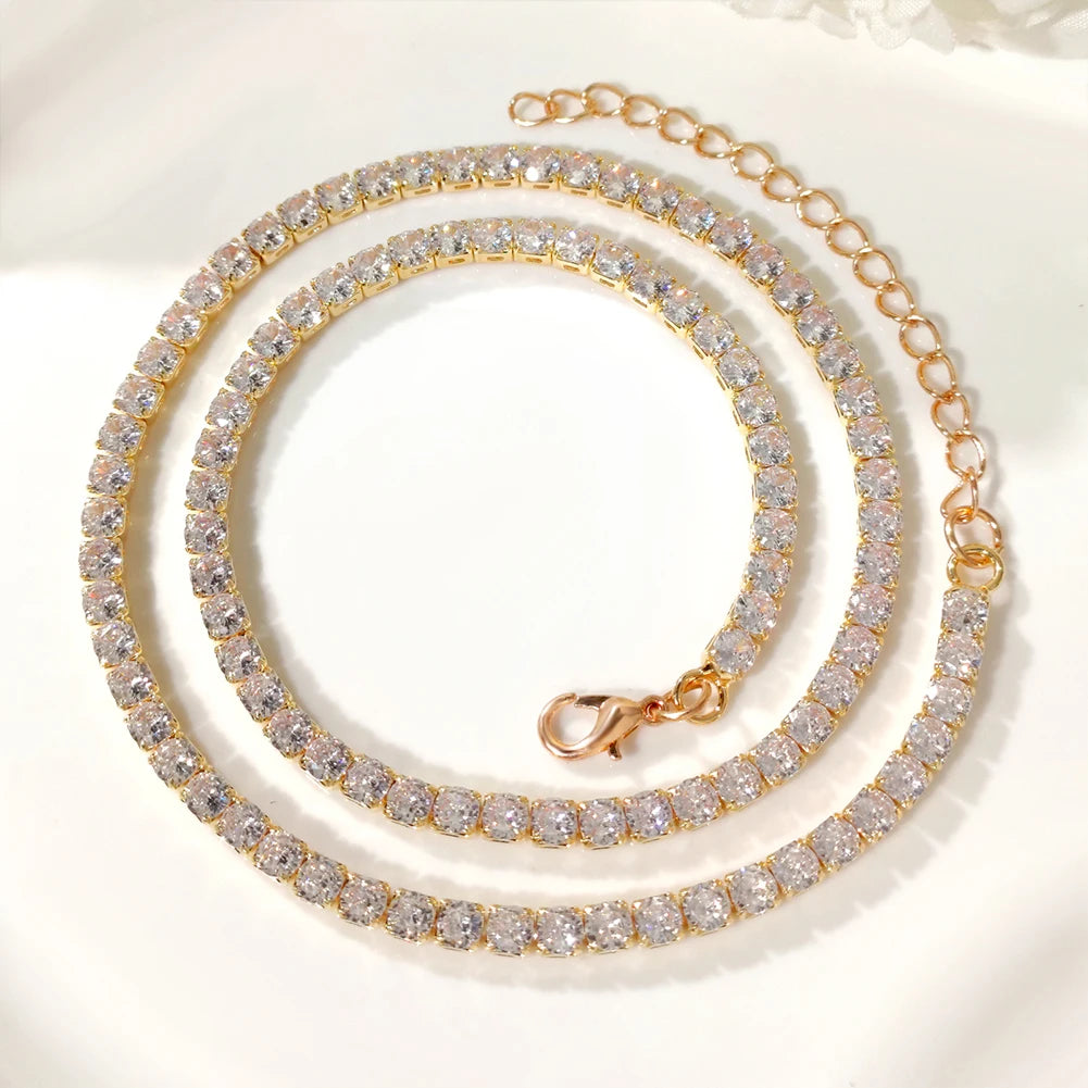 Gold & Silver Cursive Letter Pendant Necklace – CZ Rope Cuban Chain for Women