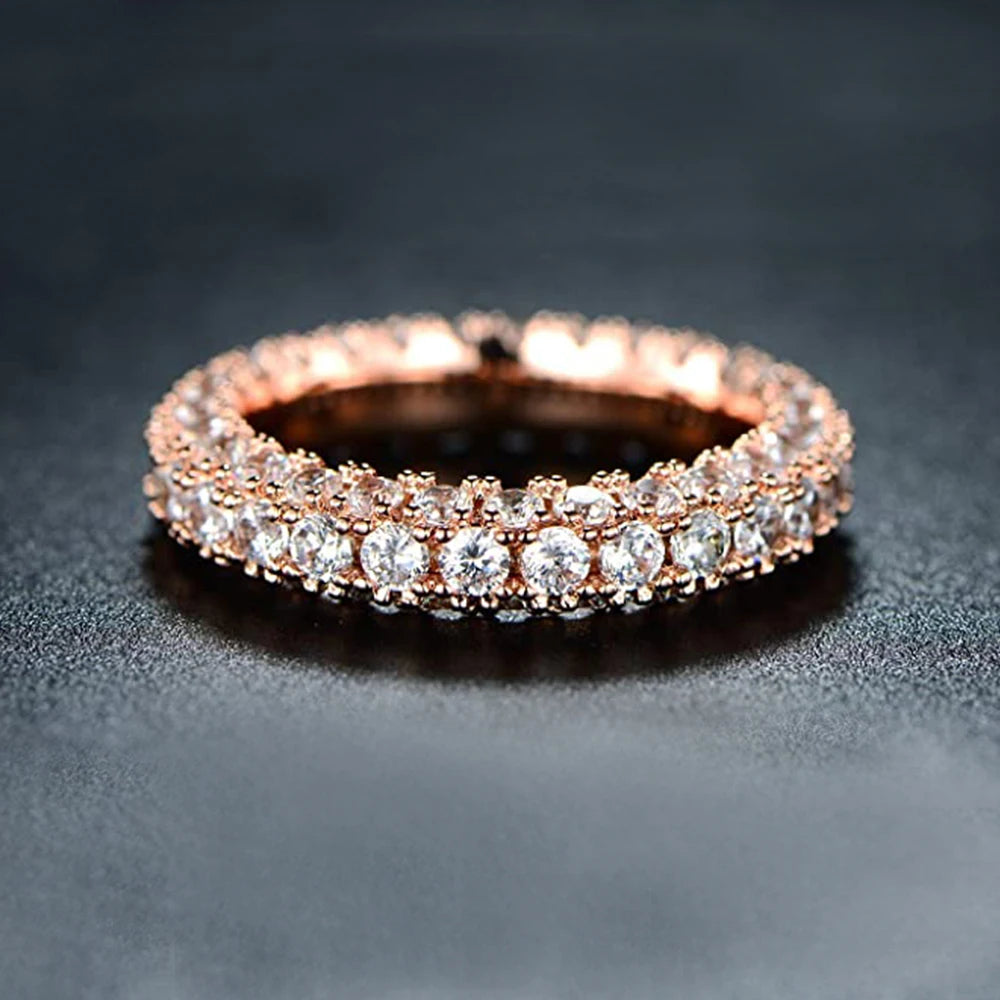 Luxury Micro Paved Cubic Zirconia Promise Wedding Ring