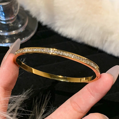 Sleek Titanium Steel Bangle Bracelet for Women