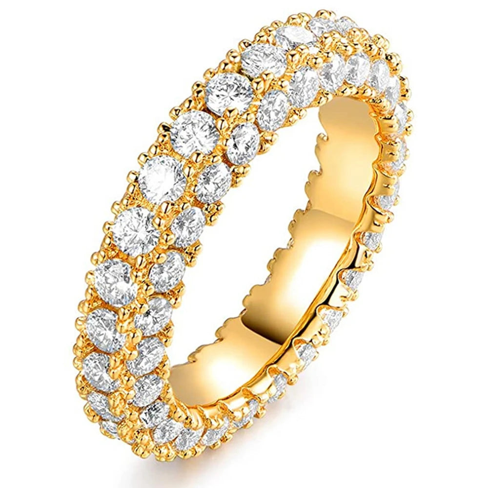 Luxury Micro Paved Cubic Zirconia Promise Wedding Ring