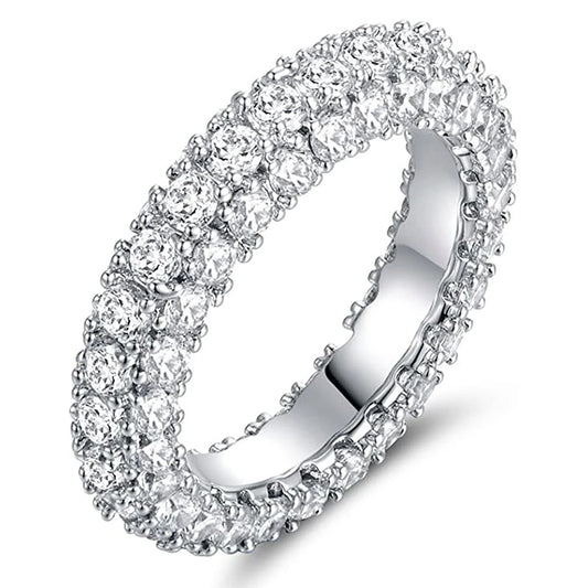 Luxury Micro Paved Cubic Zirconia Promise Wedding Ring